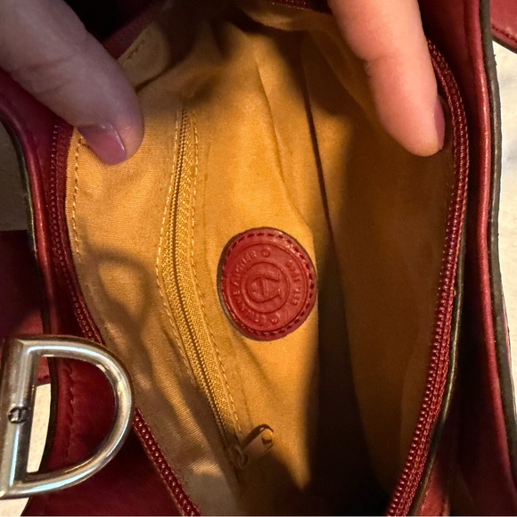 Etienne Aigner Burgundy and Brown Monogram Mini Shoulder Bag - Picture 6 of 6